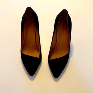 Madewell Mira Suede Asymmetrical Black Heel